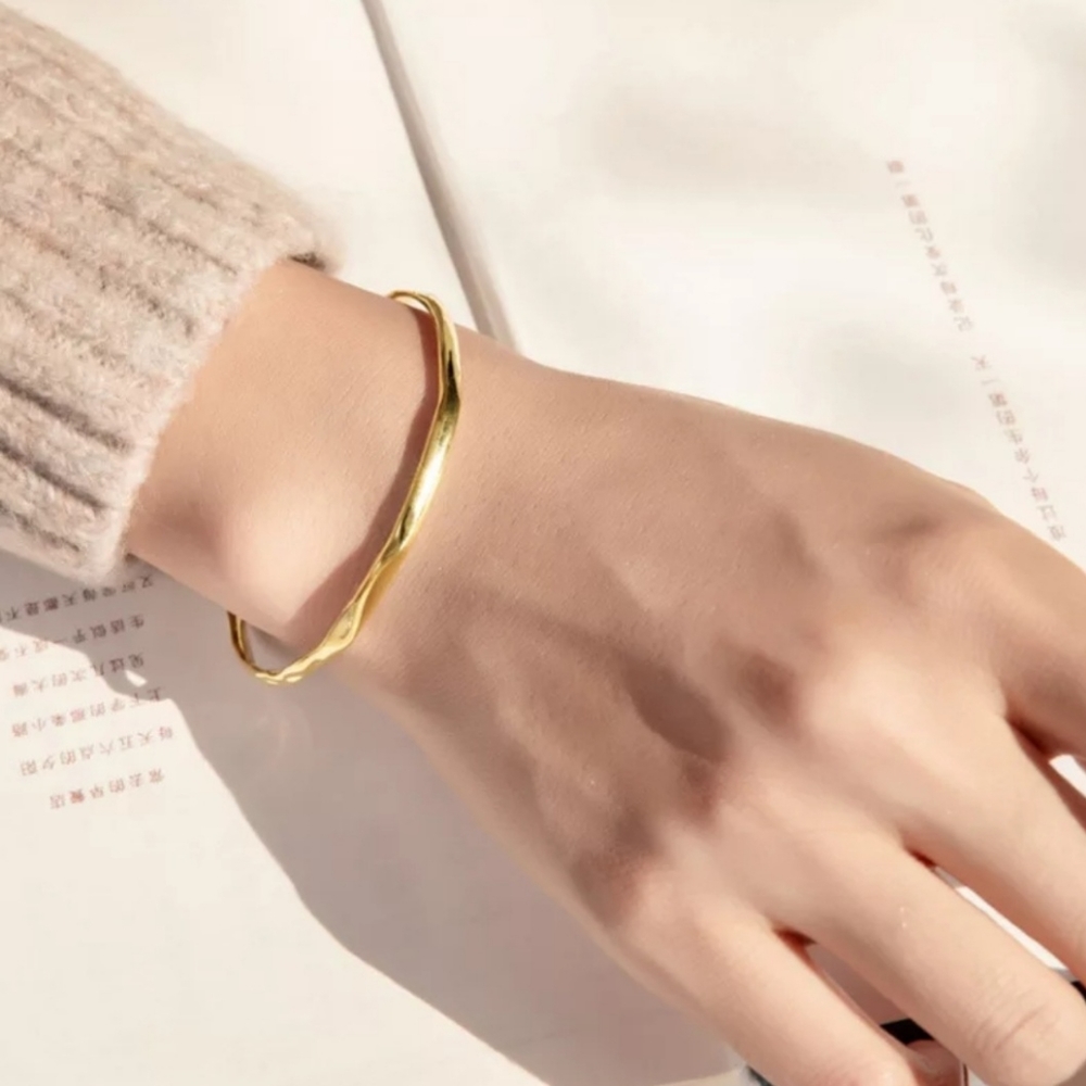 Anjanette Sterling Silver Irregular Cuff - Gold